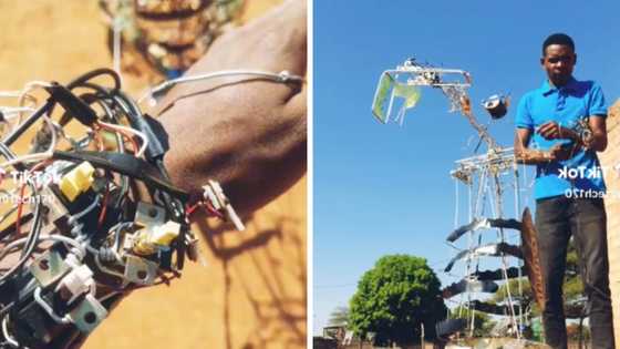 Genius wows TikTok with his robot invention made from scrap but Mzansi warns, "Patent it before it's stolen"