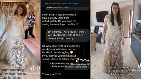 US woman lends SA bride her R42k wedding dress, TikTok of generous lady flying to Mzansi for ceremony gets 2.2M views
