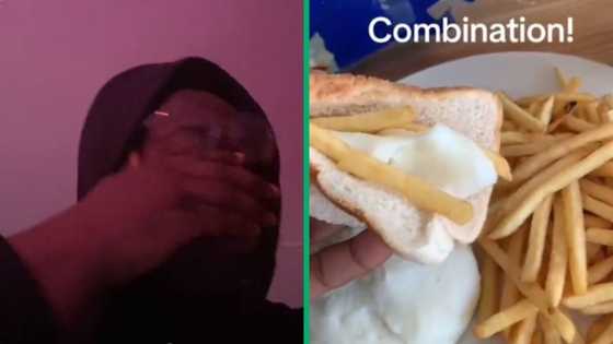Mzansi TikTokker's blunt reaction to pap, chips and bread meal leaves netizens in stitches: "Uncombine it"