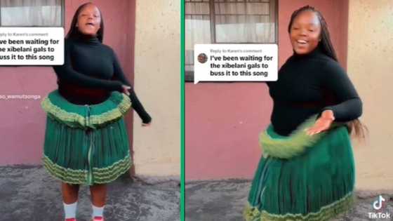 TikTok video woman's amapiano dance in Tsonga traditional skirt for 'Ka Valungu' perfomance wows SA