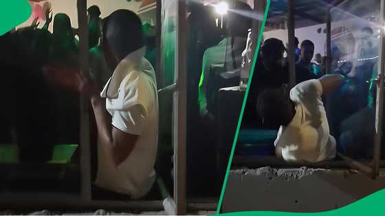 Man hangs through window while dancing at groove in TikTok video