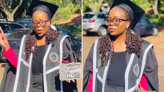 Hard-working lady thankful about obtaining master's degree in construction