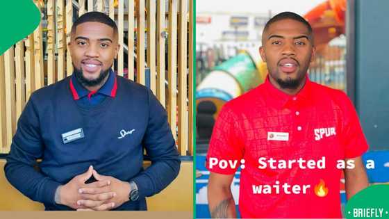 "Short story": Gauteng Spur waiter's career glow-up has Mzansi celebrating his success
