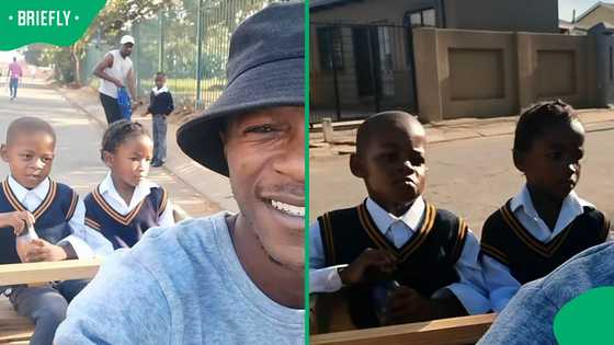 "Peaople are creative": Soweto entrepreneur uses handmade wooden kart to transport schoolchildren