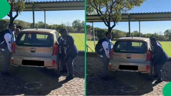 Schoolboys hilariously pick up teacher's Kia in a video, leaving SA in laughter