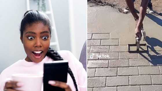 Mzansi feels betrayed by fake paving bricks as smart man uses rectangular shaped tool to design outdoor area