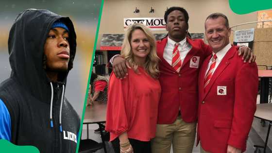 Who are Jahmyr Gibbs' parents, and why did they adopt him?