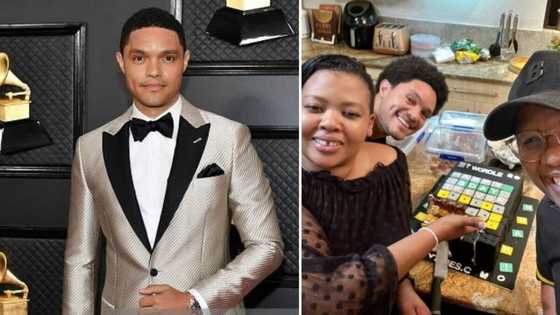 Anele Mdoda, Sizwe Dhlomo and Minka Kelly attend Trevor Noah's Wordle themed birthday party