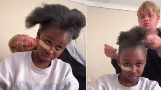 TikTok video of teenage girl's boyfriend styling her natural 4c hair gets rated by Mzansi viewers: "I'm jealous"