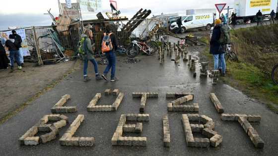 Protest at German village to block coal mine expansion