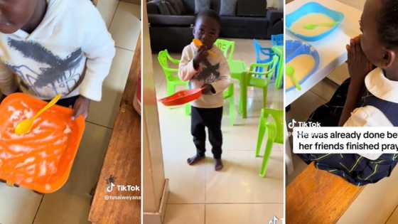 Hilarious video of young boy chowing down his breakfast before friends have even finished praying defeats SA