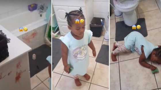 Child's dramatic reaction to getting caught drawing all over the bathroom has Mzansi in stitches