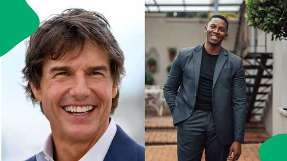 Actor Lawrence Maleka rubs shoulders with Tom Cruise in London, SA gushes over photo