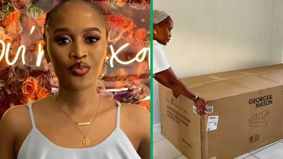 Woman's stunning Takealot couch purchase wows Mzansi, shares Video