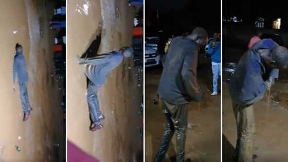 Video of man rising from pool of muddy water after passing out at the groove, leave people in stitches