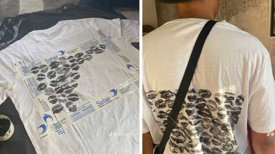 TikTok video of lady's DIY t-shirt with acrylic paint for boyfriend, Mzansi claps for creativity