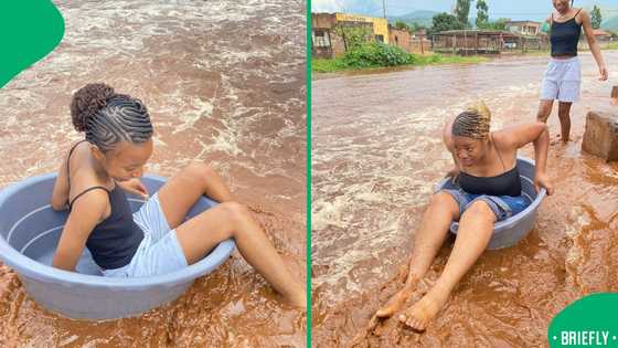 "OJ waterpark": Pretoria women turn flooded streets into hilarious adventure with waskom fun