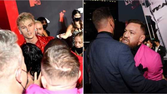 UFC star Conor Mcgregor & Machine Gun Kelly fight on the red carpet at MTV VMAs