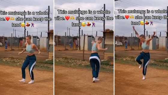 Mlungu woman nails pantsula dance moves with Converse All Stars in the township