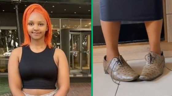 Woman rates dad's shoes in TikTok, video has Mzansi laughing at his taste in footwear