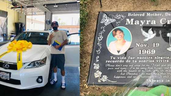 Man buys 1st car, pays tribute to late mom: "She's here to say she loves it"