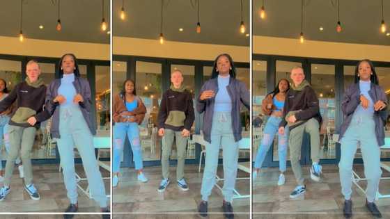 Young man struggles to keep up with girls during trendy amapiano dance routine in video, Mzansi cracks jokes