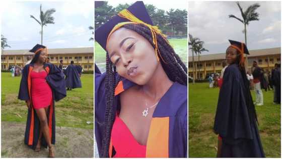 After waiting for 5 years, lady finally wears matriculation gown, shares celebration photos