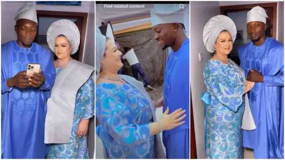 Nigerian man marries German woman, blows her kiss on their wedding day, she smiles