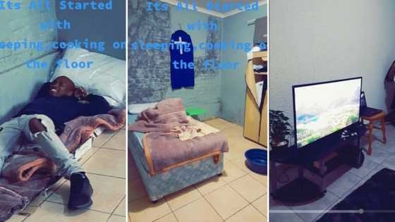 Grateful man shows off how he went from sleeping on the floor to having a new bed and furniture in video