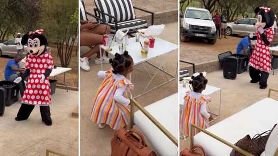 Adorable little girl dancing along to amapiano with Minnie Mouse character in cute video has SA entertained