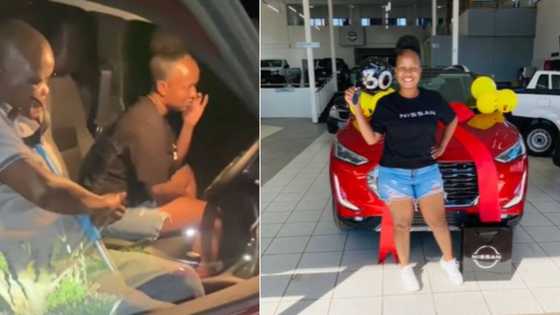 Woman's TikTok video of dad getting emotional seeing her new Nissan for 1st time leaves Mzansi moved