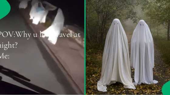 "Angels flew away": Pretend ghosts on the side of a road nearly get run over, netizens laugh