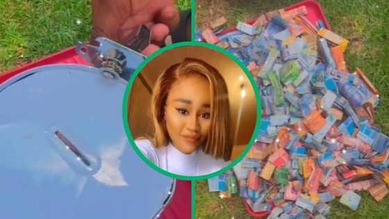 Woman cuts piggy bank open in TikTok video to reveal over R50K, SA in awe of savings