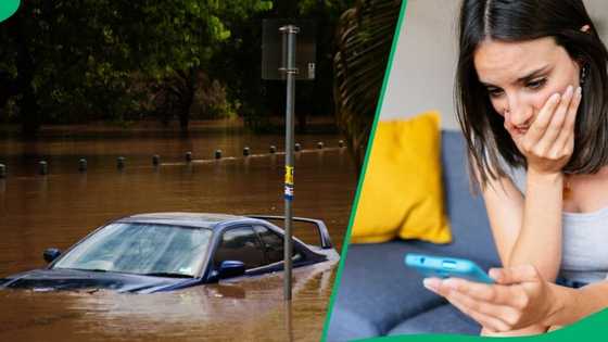 Video shows car sinking in Cape Town, driver escapes unharmed: "We are going through a lot guys"