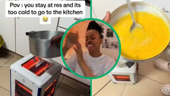 University res student cooks on top of heater, too cold to go to the kitchen, TikTok video has Mzansi lol