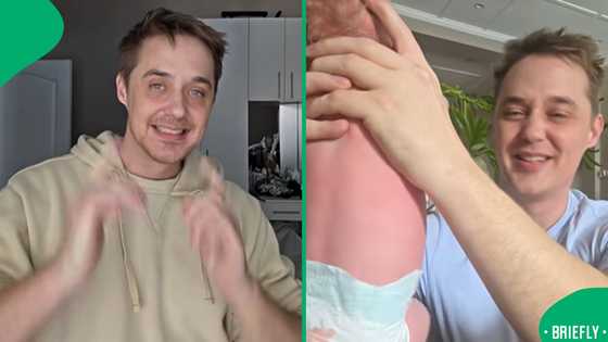 A father went viral after he sang the TikTok song 'Amagwinya Aphelile' as a lullaby for his baby