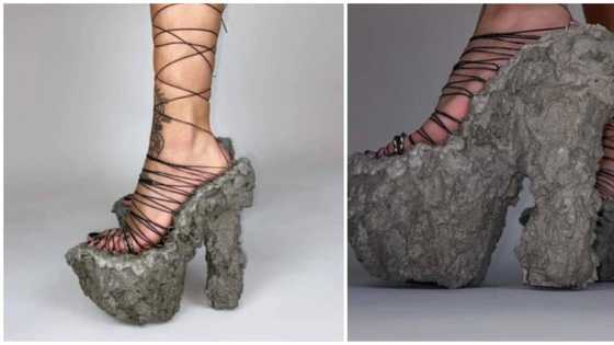 Heelarious: People react as lady shares photos of shoes made of concrete
