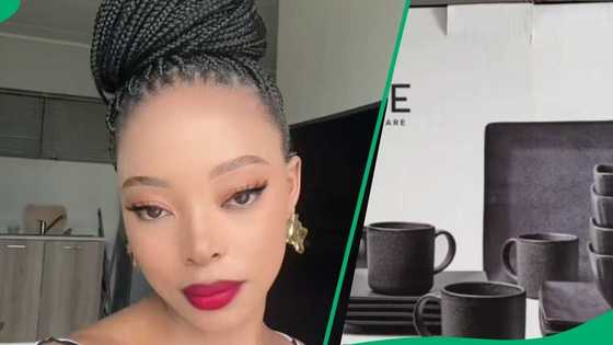 Mzansi woman plugs South Africans with R350 dinner set in viral video, peeps love it