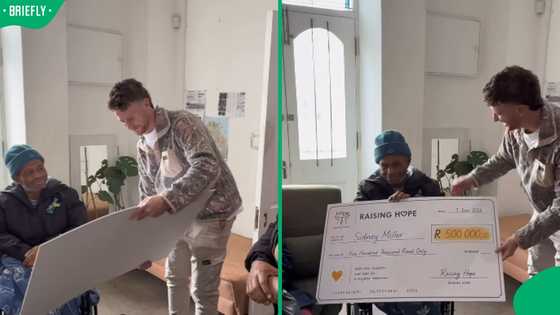 "Incredible story": Chad Nathan hands homeless Sidney Miller R500K cheque weeks after storm video