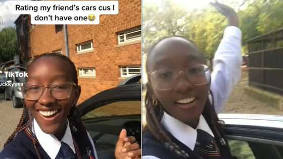 Pupil's friends drive luxury whips to school, Mzansi guesses the cars as schoolkid reviews students' cars in TikTok