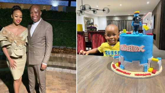 Mzansi shares sweet reaction to images of EFF leader Julius Malema carrying baby boy on his back
