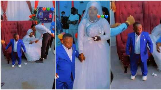 "The bride is not happy": Video of pretty tall lady getting married to short guy stirs mixed reactions