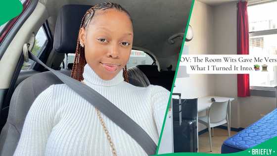 Student shows off the room WITS gave her vs the room she turned it into, SA impressed