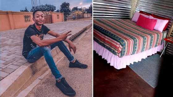 Young man shares picture of his neat bedroom in tin shack: Mzansi wowed by how clean and well laid out it is