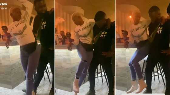 “Smooth and clean”: Lady does moonwalk while using man as a prop, Mzansi says she’s got skill