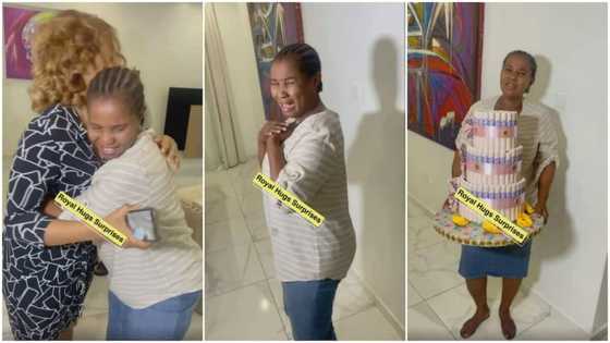 Kind boss surprises domestic worker on her birthday, video has peeps emotional