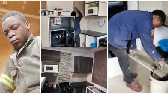 Young man who does interior décor to train himself in school shows off his hustle, photos cause stir