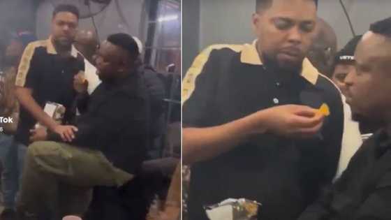 Man feeds friend chips mid-groove, SA cracking up over booze-fuelled bromance