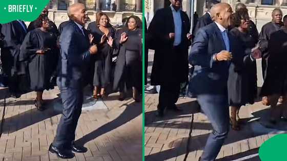 "The Skelm is happy": Mzansi reacts as Ramokgopa gets down to choir's "Wena Skelema" ahead of SONA