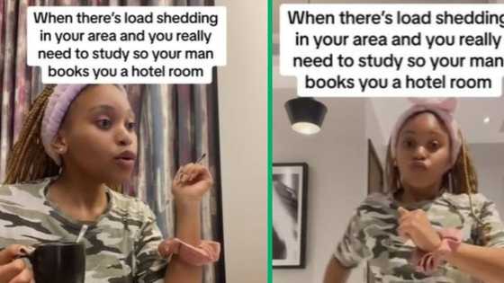 Eskom's loadshedding has woman flexing that bf booked her hotel for her studies, TikTok video leaves many envious